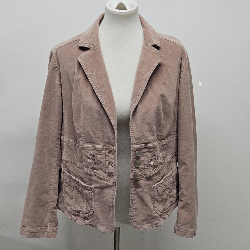 Jones Wear Jeans Corduroy Embroidered Button Front Blazer Jacket Plus 16 Boho
